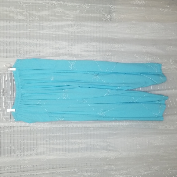 2/$25 Ocean Blue Island Planet Miami Beach Floral Embroidered Culottes SzXL - Picture 3 of 9